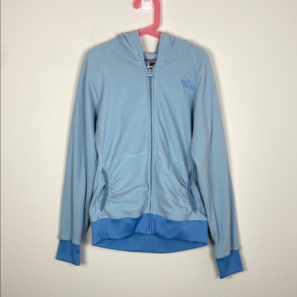 The North Face Girl's Large Blue Hooded Fleece Winter Jacket Gorpcore Casual - Picture 1 of 9